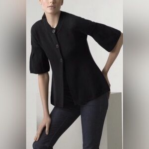 VINCE Black Bell Sleeve Cardigan Sweater 100% Pure Cashmere Swing 3 Button Sz S